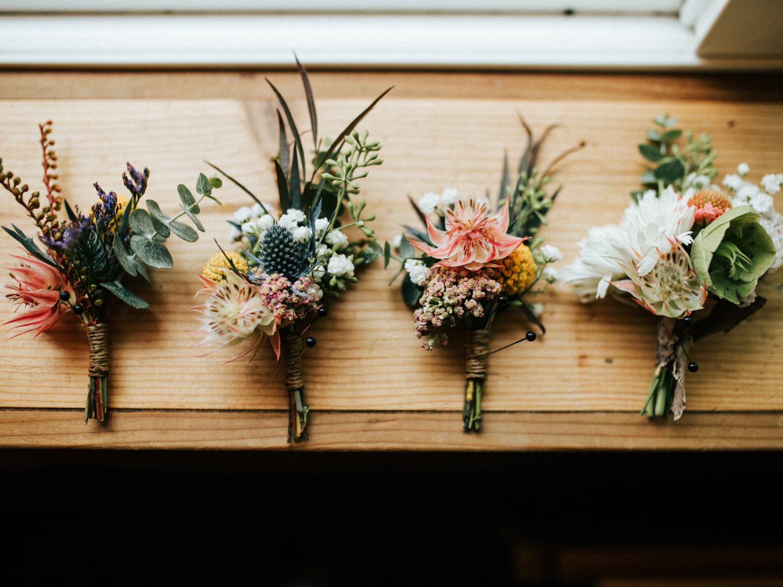 Four natural flower bouquets.